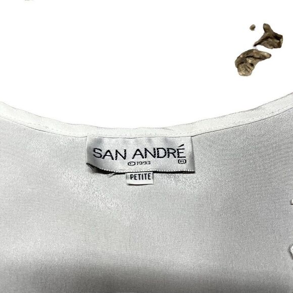 Vintage Sonya Ratau for San Andre Shirt Womens Medium Ivory Sheer Camisole Shell - Picture 3 of 6